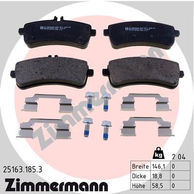 ZIMMERMANN Bremseklodser 251631853 bagaksel for MERCEDES-BENZ