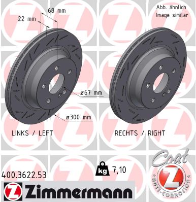 ZIMMERMANN Bremseskive 400362253 bagaksel lukket 300mm 22mm for MERCEDES-BENZ (BBDC) MERCEDES-BENZ