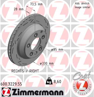 ZIMMERMANN Bremseskive 600322955 Bagaksel højre lukket 330mm 28mm for PORSCHE VAG