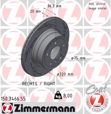 ZIMMERMANN Bremseskive 150346655 Bagaksel højre lukket 320mm 20mm for BMW