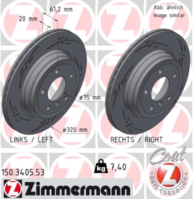 ZIMMERMANN Bremseskive 150340553 bagaksel lukket 320mm 20mm for BMW (BRILLIANCE)