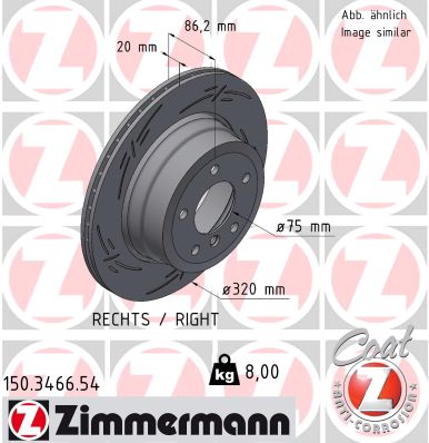ZIMMERMANN Bremseskive 150346654 Bagaksel venstre lukket 320mm 20mm for BMW