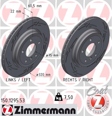 ZIMMERMANN Bremseskive 150129553 bagaksel lukket 320mm 22mm for BMW