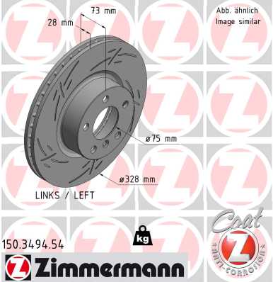 ZIMMERMANN Bremseskive 150349454 venstre foraksel lukket 328mm 28mm for BMW