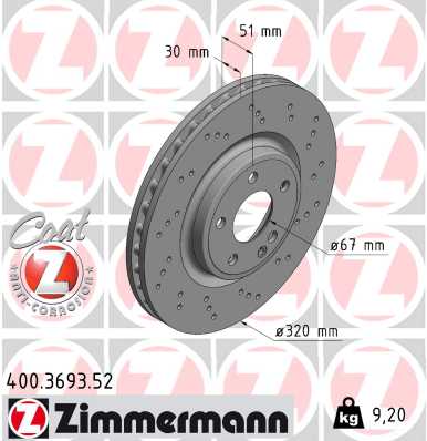 ZIMMERMANN Bremseskive 400369352 foraksel perforeret 320mm 30mm for MERCEDES-BENZ (BBDC) MERCEDES-BENZ INFINITI