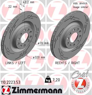 ZIMMERMANN Bremseskive 110222353 bagaksel lukket 320mm 22mm for ALFA ROMEO