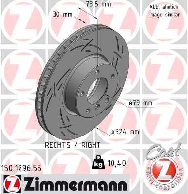 ZIMMERMANN Bremseskive 150129655 højre foraksel lukket 324mm 30mm for BMW