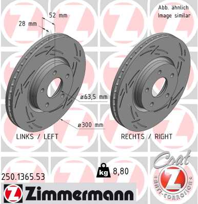 ZIMMERMANN Bremseskive 250136553 foraksel lukket 300mm 28mm for FORD