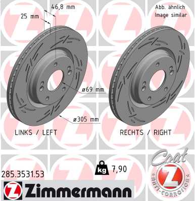 ZIMMERMANN Bremseskive 285353153 foraksel lukket 305mm 25mm for HYUNDAI KIA (DYK) KIA