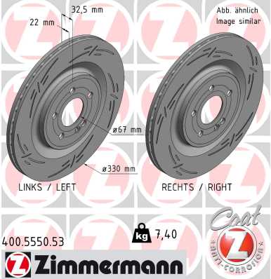 ZIMMERMANN Bremseskive 400555053 bagaksel lukket 330mm 22mm for MERCEDES-BENZ