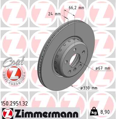 ZIMMERMANN Bremseskive 150295132 foraksel 330mm 24mm for BMW (BRILLIANCE) BMW