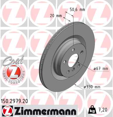 ZIMMERMANN Bremseskive 150297920 bagaksel indvendig ventileret 330mm 20mm for BMW