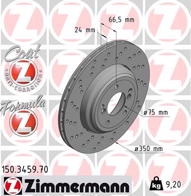 ZIMMERMANN Bremseskive 150345970 Bagaksel venstre 350mm 24mm for BMW
