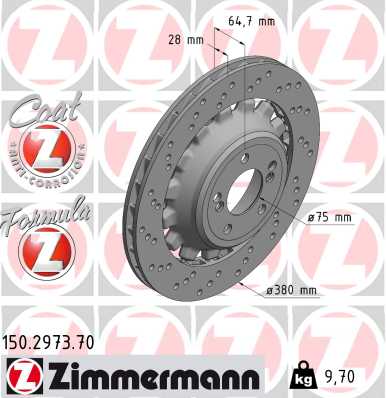 ZIMMERMANN Bremseskive 150297370 Bagaksel venstre 380mm 28mm for BMW