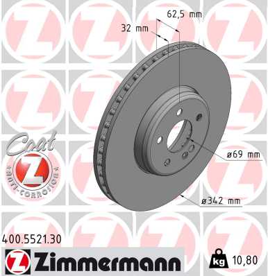 ZIMMERMANN Bremseskive 400552130 foraksel 342mm 32mm for MERCEDES-BENZ