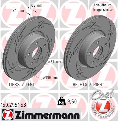 ZIMMERMANN Bremseskive 150295153 foraksel lukket 330mm 24mm for BMW (BRILLIANCE) BMW