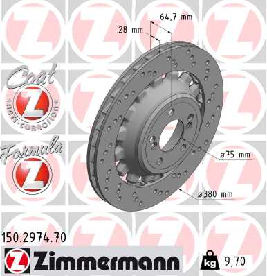 ZIMMERMANN Bremseskive 150297470 Bagaksel højre 380mm 28mm for BMW