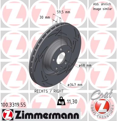 ZIMMERMANN Bremseskive 100331955 højre foraksel lukket 347mm 30mm for AUDI AUDI (FAW)