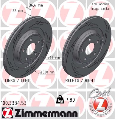 ZIMMERMANN Bremseskive 100333453 bagaksel lukket 330mm 22mm for VAG