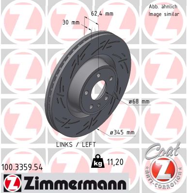 ZIMMERMANN Bremseskive 100335954 venstre foraksel lukket 345mm 30mm for AUDI
