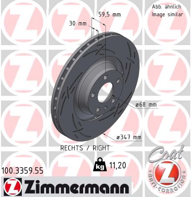 ZIMMERMANN Bremseskive 100335955 højre foraksel lukket 345mm 30mm for AUDI