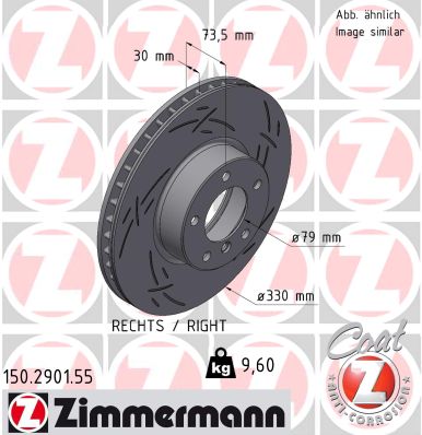 ZIMMERMANN Bremseskive 150290155 højre foraksel lukket 330mm 24mm for BMW