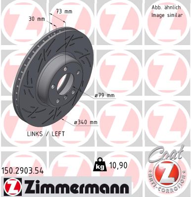 ZIMMERMANN Bremseskive 150290354 venstre foraksel lukket 340mm 30mm for BMW (BRILLIANCE)