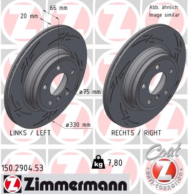 ZIMMERMANN Bremseskive 150290453 bagaksel lukket 330mm 20mm for BMW (BRILLIANCE)