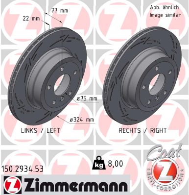 ZIMMERMANN Bremseskive 150293453 bagaksel lukket 324mm 22mm for BMW