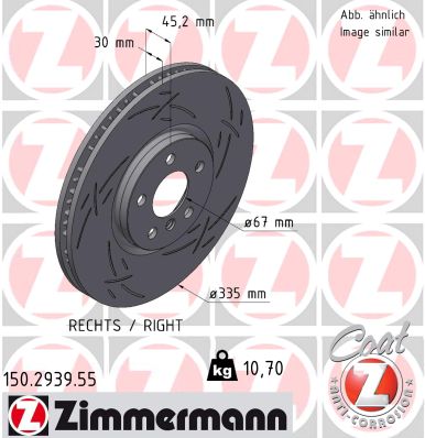 ZIMMERMANN Bremseskive 150293955 højre foraksel lukket 335mm 30mm for BMW MINI