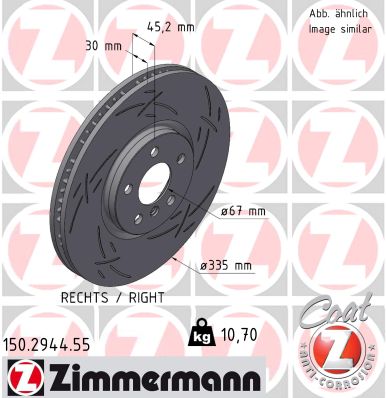 ZIMMERMANN Bremseskive 150294455 højre foraksel lukket 335mm 30mm for MINI