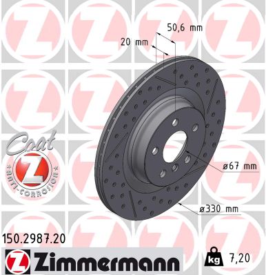 ZIMMERMANN Bremseskive 150298720 Bagaksel højre lukket 330mm 20mm for BMW