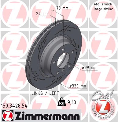 ZIMMERMANN Bremseskive 150342854 venstre foraksel lukket 330mm 24mm for BMW (BRILLIANCE)