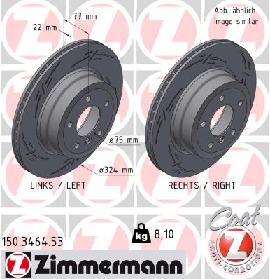 ZIMMERMANN Bremseskive 150346453 bagaksel lukket 324mm 22mm for BMW