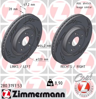 ZIMMERMANN Bremseskive 280319753 foraksel lukket 320mm 28mm for HONDA