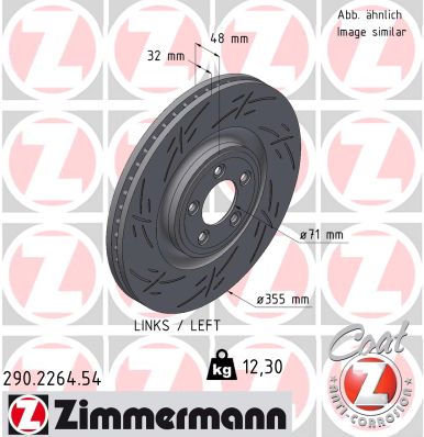 ZIMMERMANN Bremseskive 290226454 venstre foraksel lukket 355mm 32mm for JAGUAR