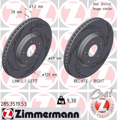 ZIMMERMANN Bremseskive 285351953 foraksel lukket 320mm 28mm for KIA HYUNDAI KIA (DYK)