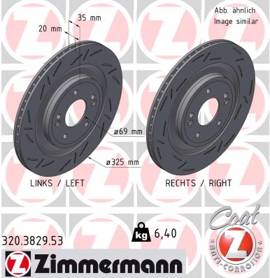 ZIMMERMANN Bremseskive 320382953 bagaksel lukket 325mm 20mm for KIA