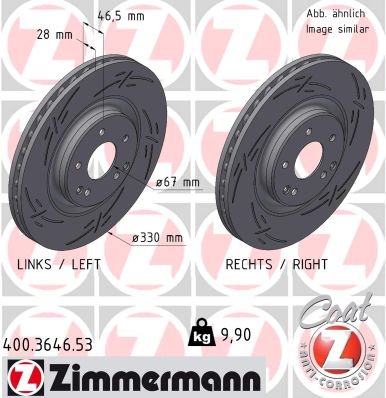 ZIMMERMANN Bremseskive 400364653 foraksel lukket 330mm 28mm for MERCEDES-BENZ