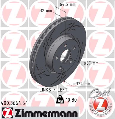 ZIMMERMANN Bremseskive 400366454 venstre foraksel lukket 322mm 32mm for MERCEDES-BENZ (BBDC) MERCEDES-BENZ