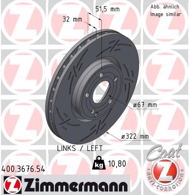 ZIMMERMANN Bremseskive 400367654 venstre foraksel lukket 322mm 32mm for MERCEDES-BENZ