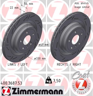 ZIMMERMANN Bremseskive 400368753 bagaksel lukket 330mm 22mm for MERCEDES-BENZ