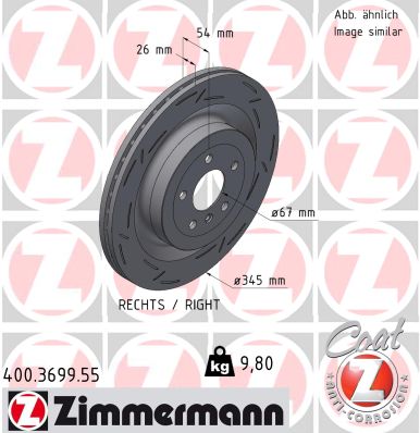 ZIMMERMANN Bremseskive 400369955 Bagaksel højre lukket 345mm 26mm for MERCEDES-BENZ