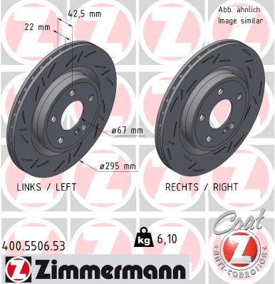 ZIMMERMANN Bremseskive 400550653 bagaksel lukket 295mm 22mm for MERCEDES-BENZ (BBDC) MERCEDES-BENZ