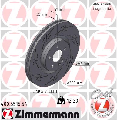ZIMMERMANN Bremseskive 400.5516.54 venstre foraksel lukket 350mm 32mm for MERCEDES-BENZ