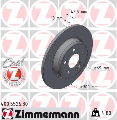 ZIMMERMANN Bremseskive 400552630 bagaksel 300mm 12mm for MERCEDES-BENZ