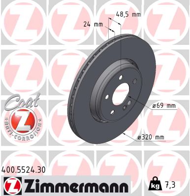 ZIMMERMANN Bremseskive 400552430 bagaksel 320mm 24mm for MERCEDES-BENZ