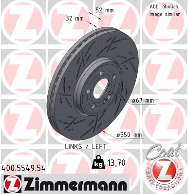 ZIMMERMANN Bremseskive 400554954 venstre foraksel lukket 350mm 32mm for MERCEDES-BENZ