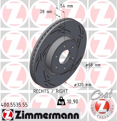 ZIMMERMANN Bremseskive 400553555 foraksel lukket 320mm 28mm for MERCEDES-BENZ NISSAN