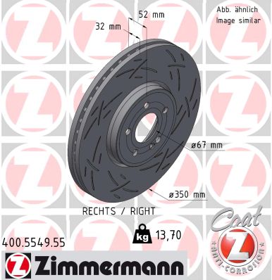 ZIMMERMANN Bremseskive 400554955 højre foraksel lukket 350mm 32mm for MERCEDES-BENZ